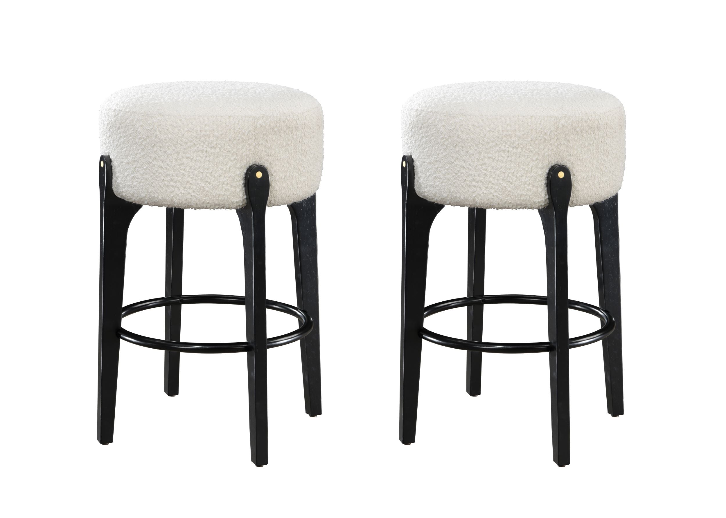 LuXeo Ellie 29 in. Backless Wood Bar stool with Boucle Fabric Seat (Set of 2)