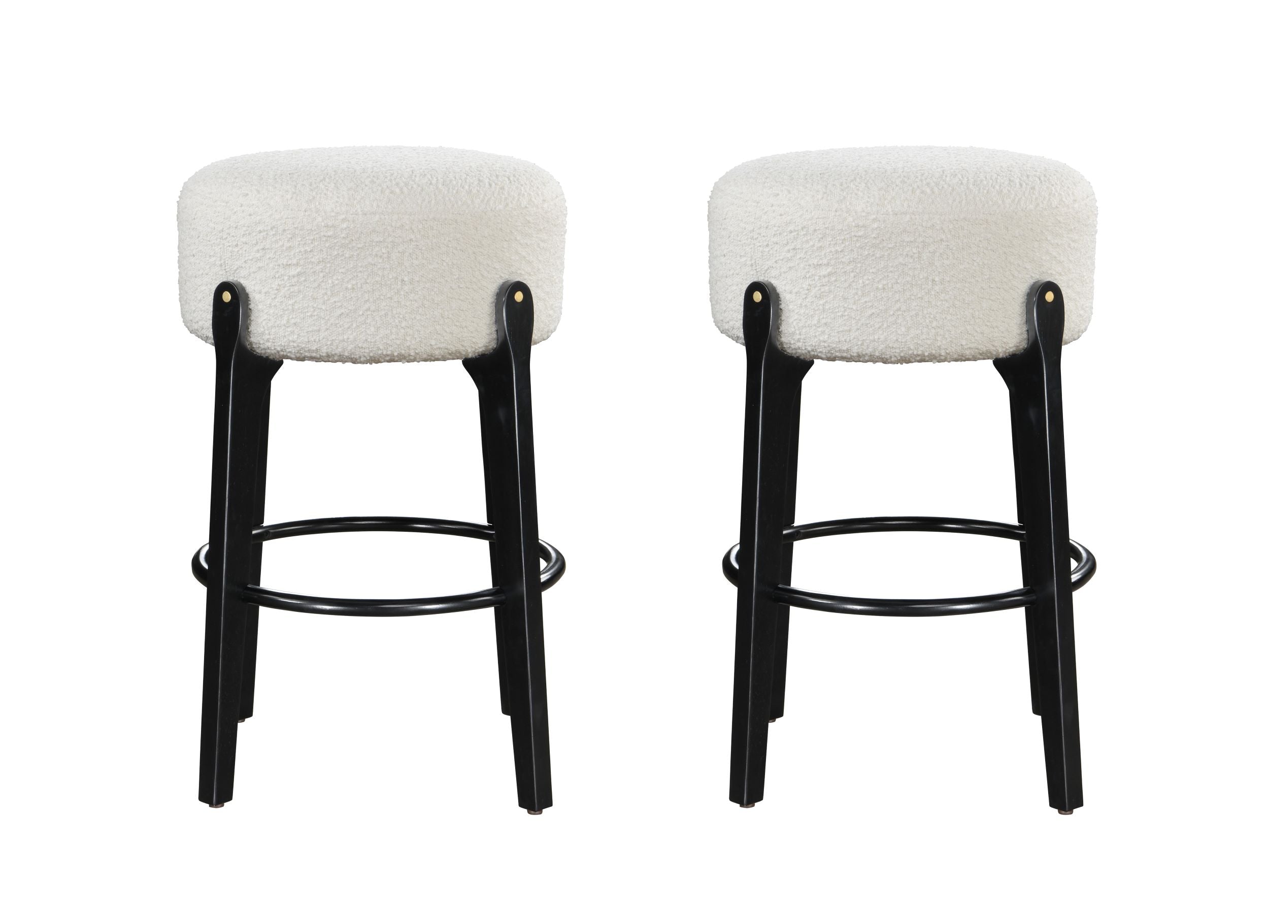 LuXeo Ellie 29 in. Backless Wood Bar stool with Boucle Fabric Seat (Set of 2)