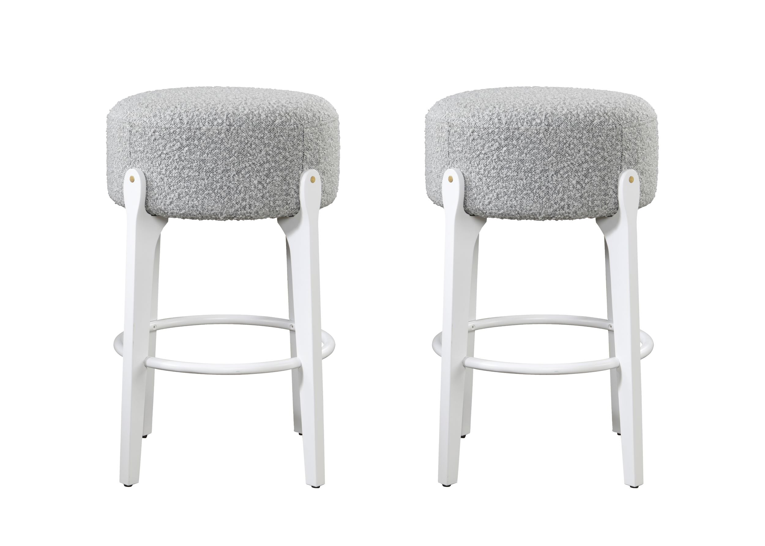 LuXeo Ellie 29 in. Backless Wood Bar stool with Boucle Fabric Seat (Set of 2)