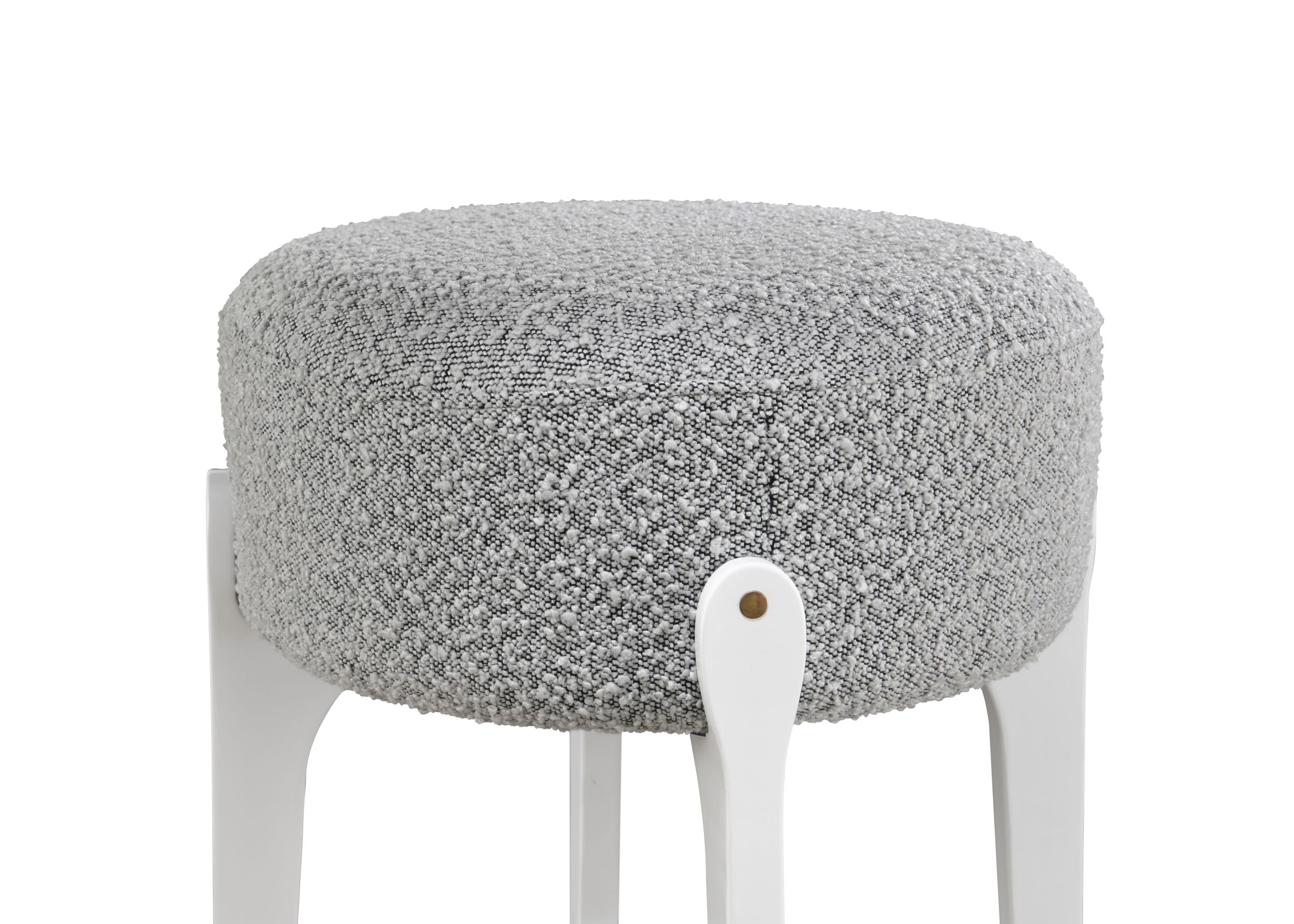 LuXeo Ellie 29 in. Backless Wood Bar stool with Boucle Fabric Seat (Set of 2)