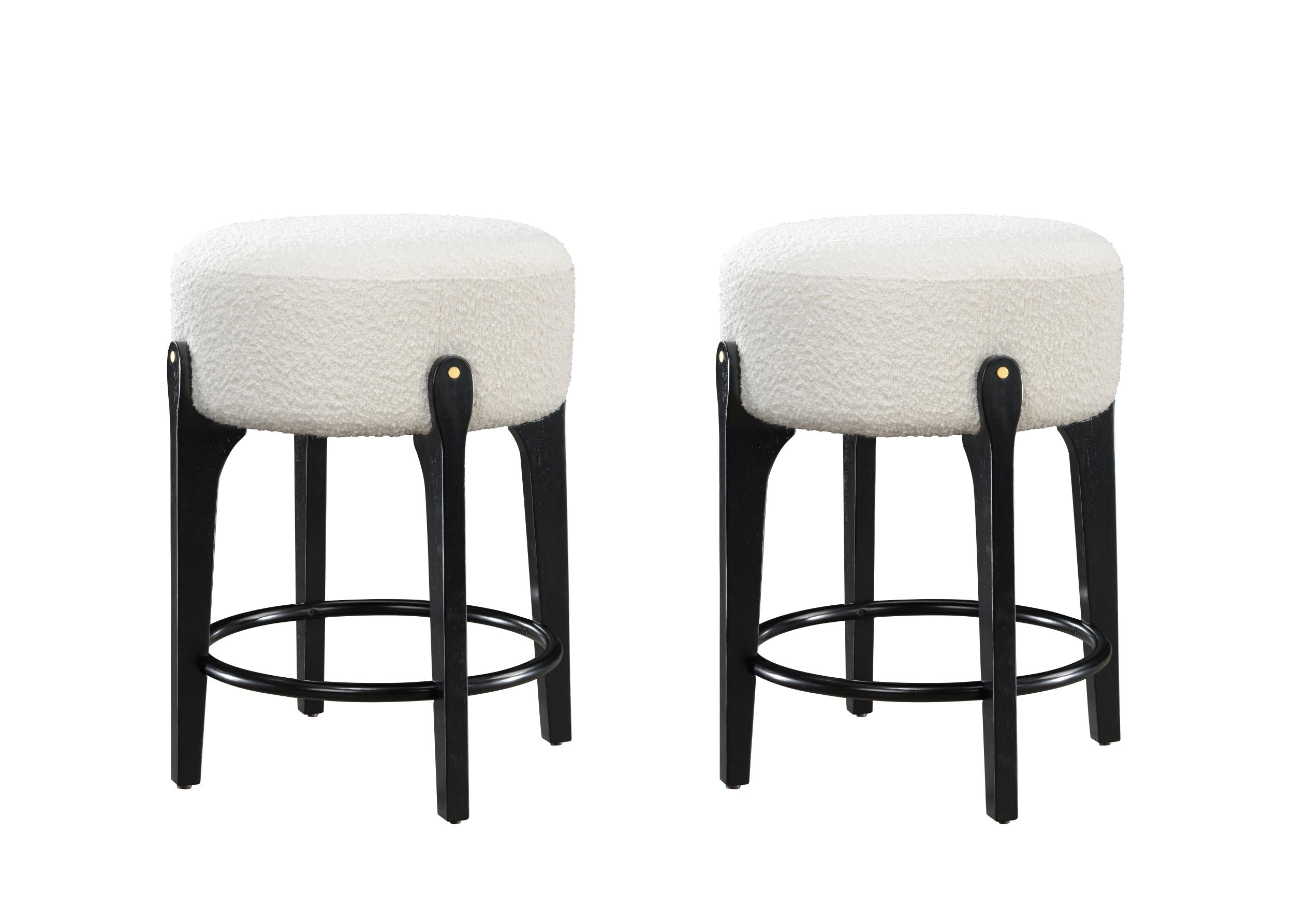 LuXeo Ellie 29 in. Backless Wood Bar stool with Boucle Fabric Seat (Set of 2)