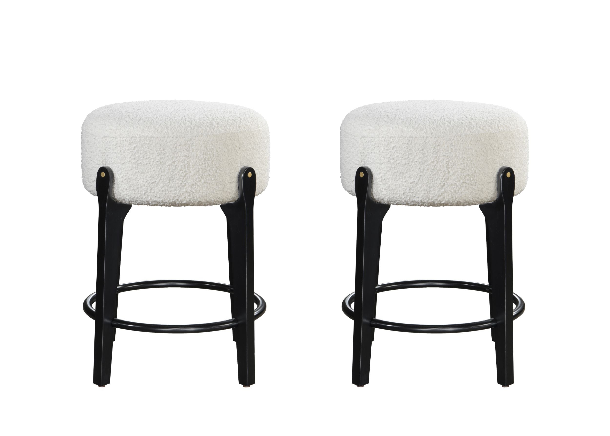 LuXeo Ellie 29 in. Backless Wood Bar stool with Boucle Fabric Seat (Set of 2)