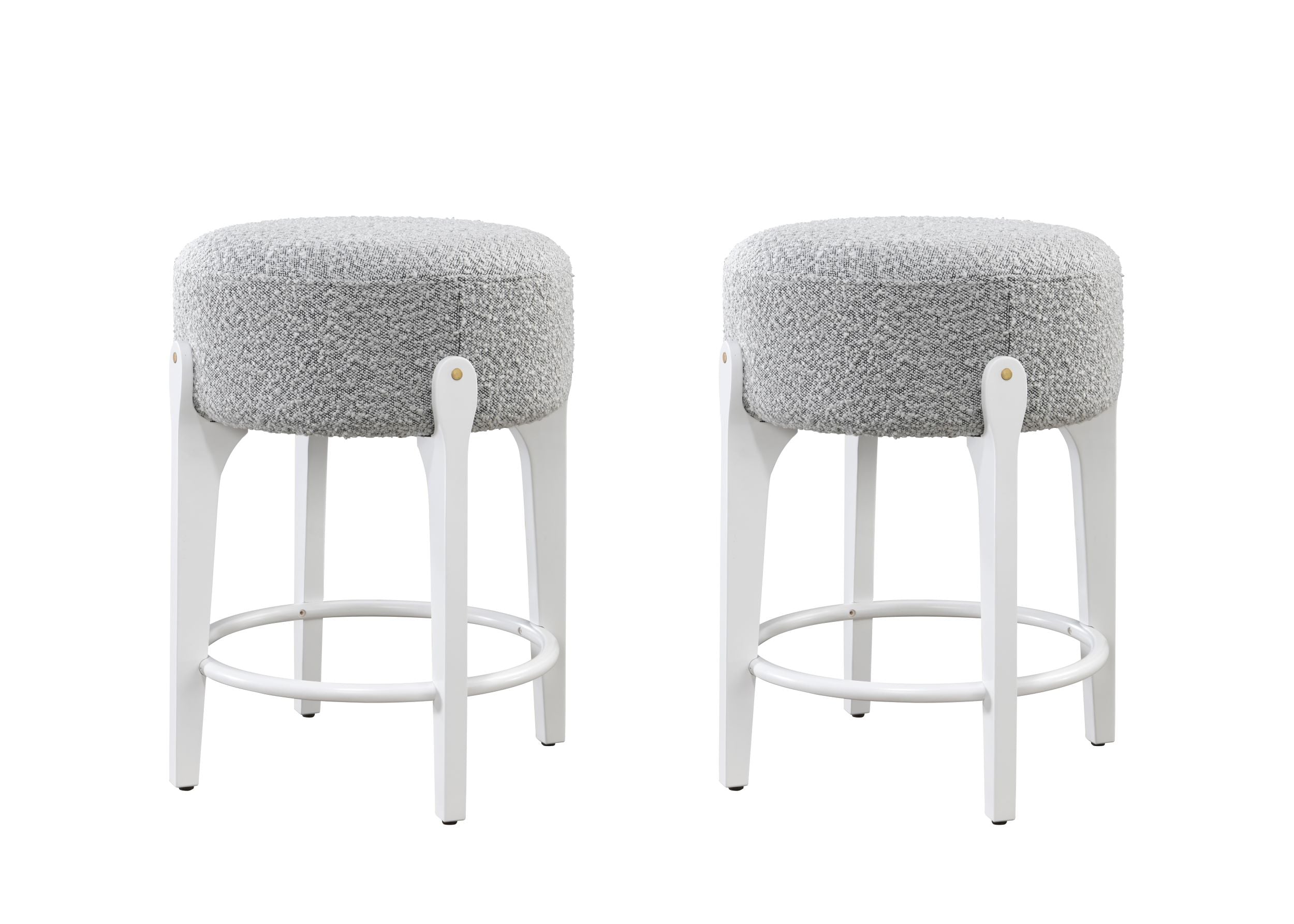 LuXeo Ellie 29 in. Backless Wood Bar stool with Boucle Fabric Seat (Set of 2)