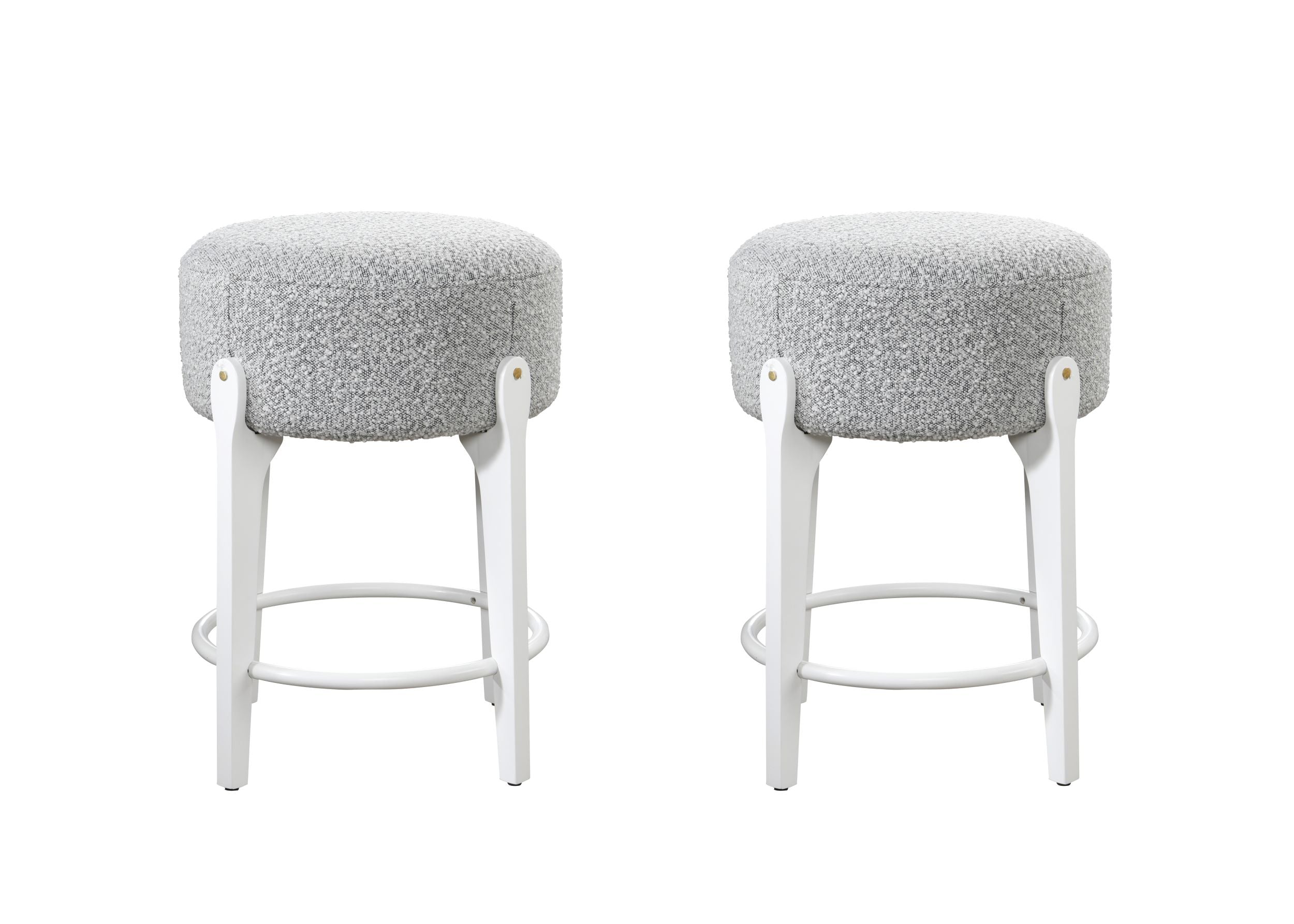 LuXeo Ellie 29 in. Backless Wood Bar stool with Boucle Fabric Seat (Set of 2)