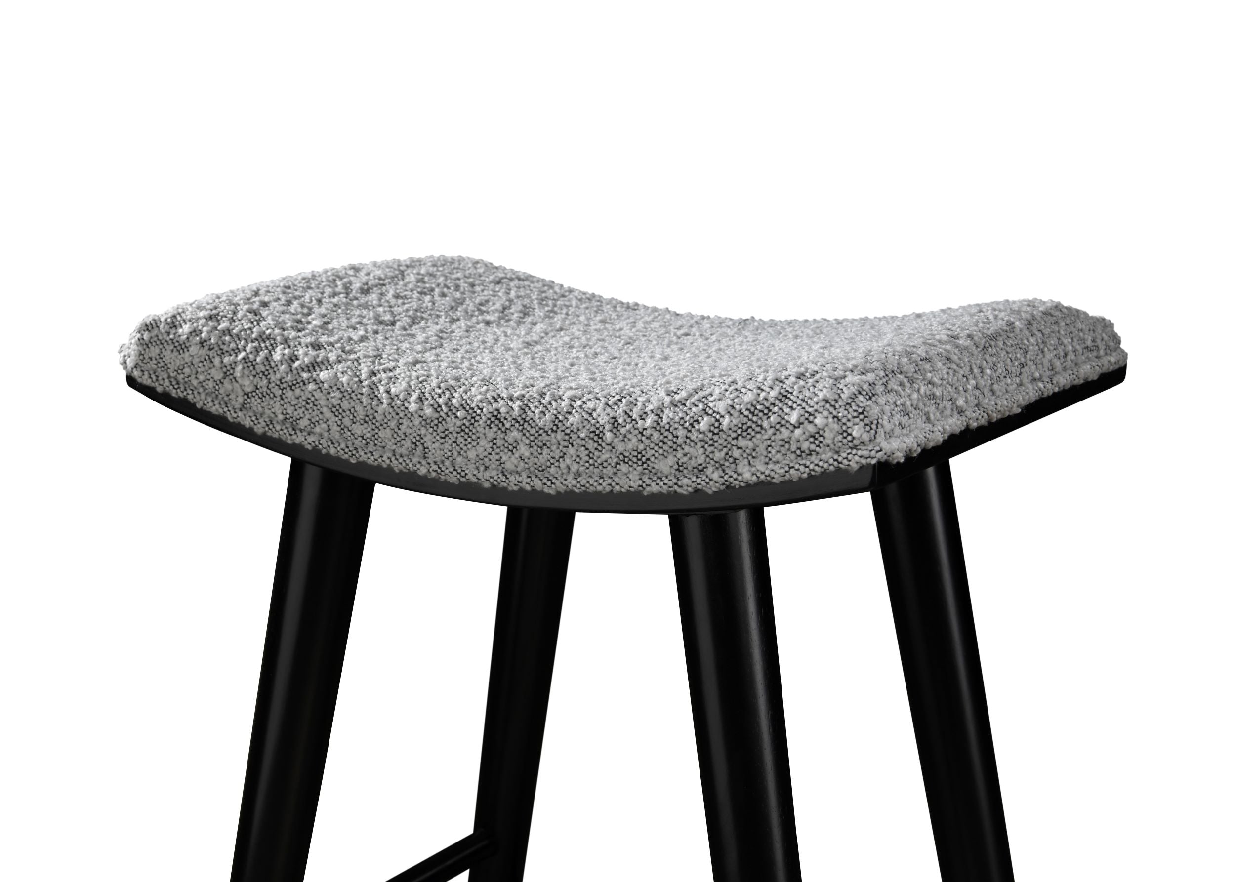 LuXeo Luna Backless Wood Saddle Bar Stools with Boucle Fabric Seat (Set of 2)