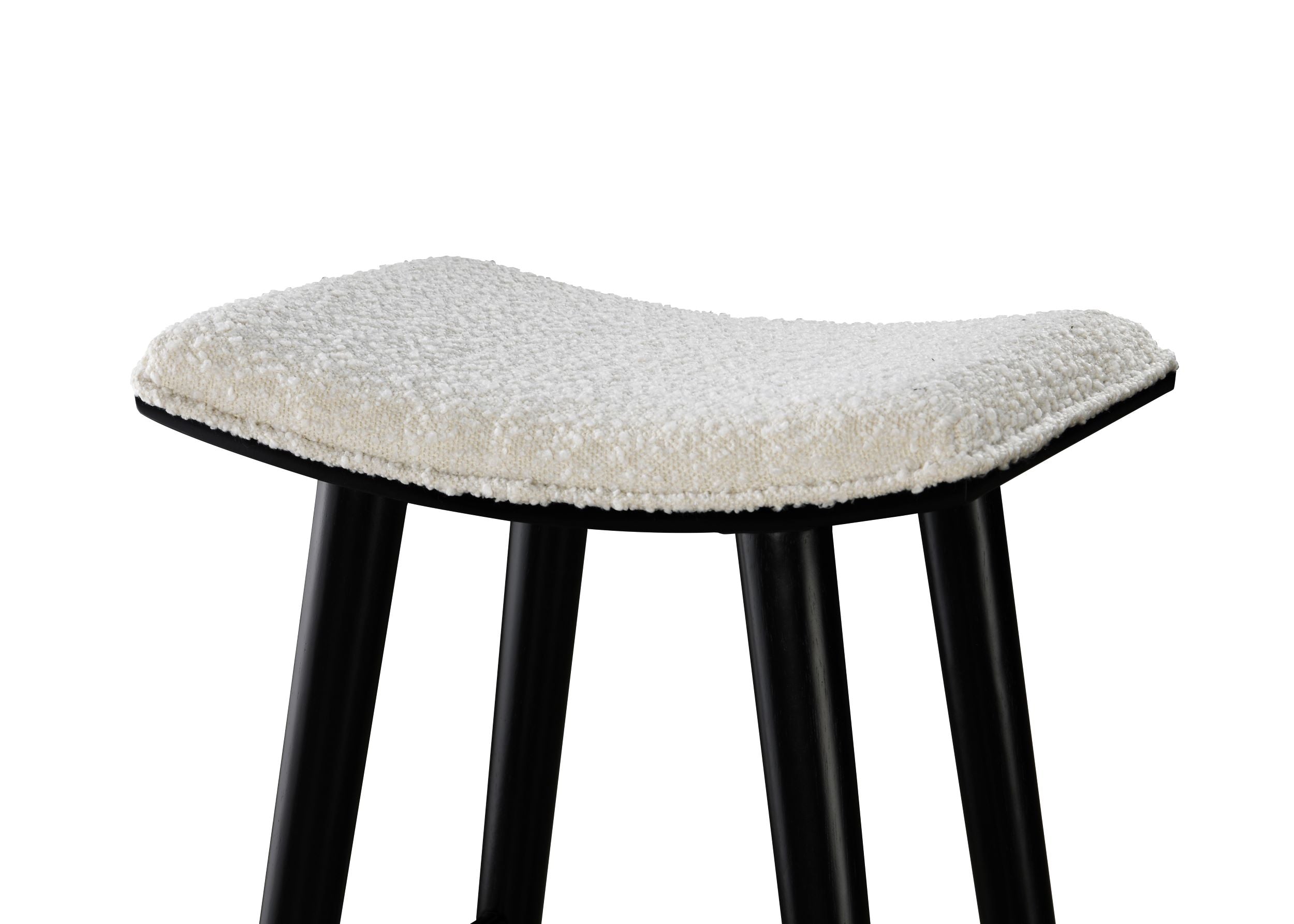 LuXeo Luna Backless Wood Saddle Bar Stools with Boucle Fabric Seat (Set of 2)