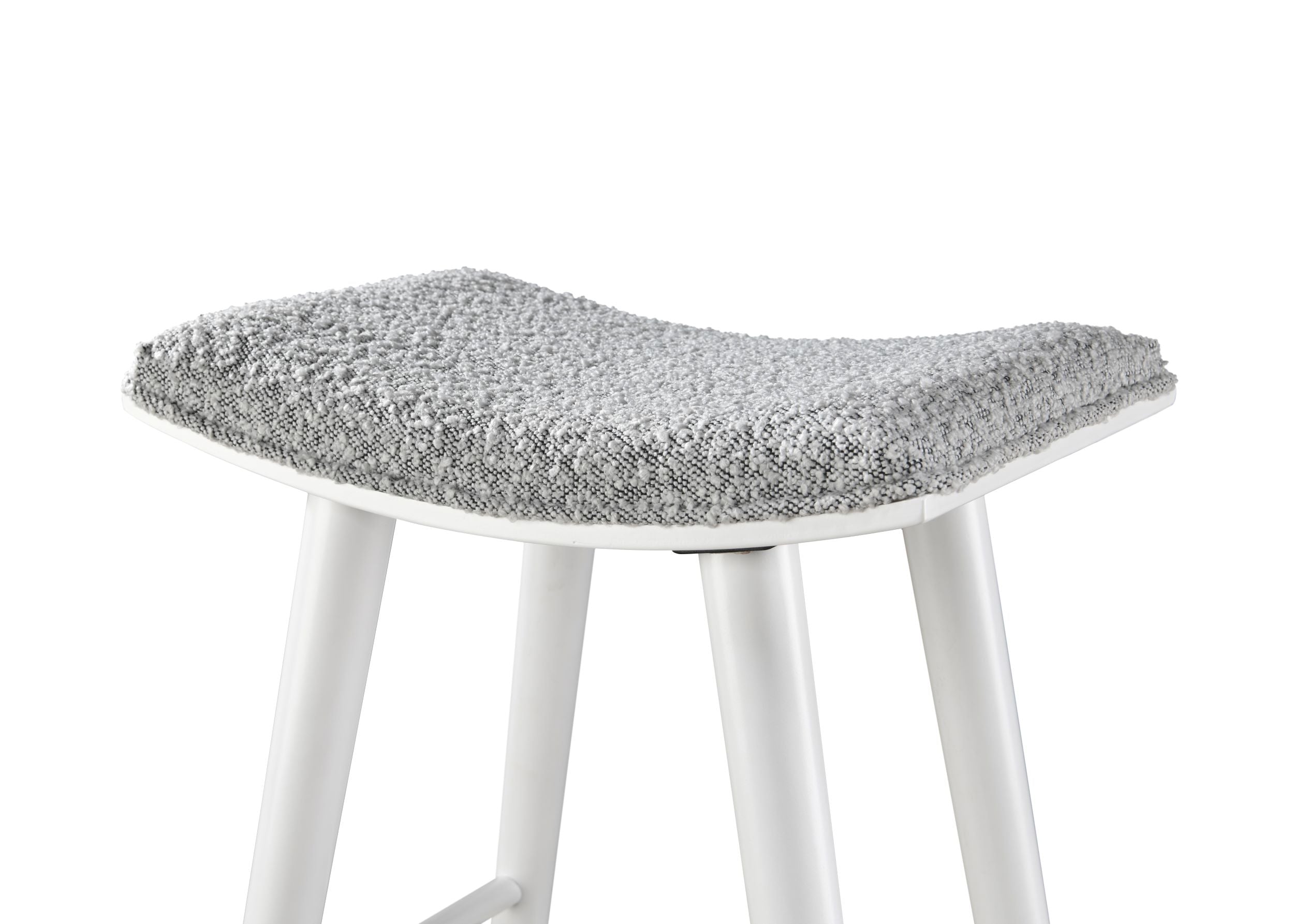 LuXeo Luna Backless Wood Saddle Bar Stools with Boucle Fabric Seat (Set of 2)