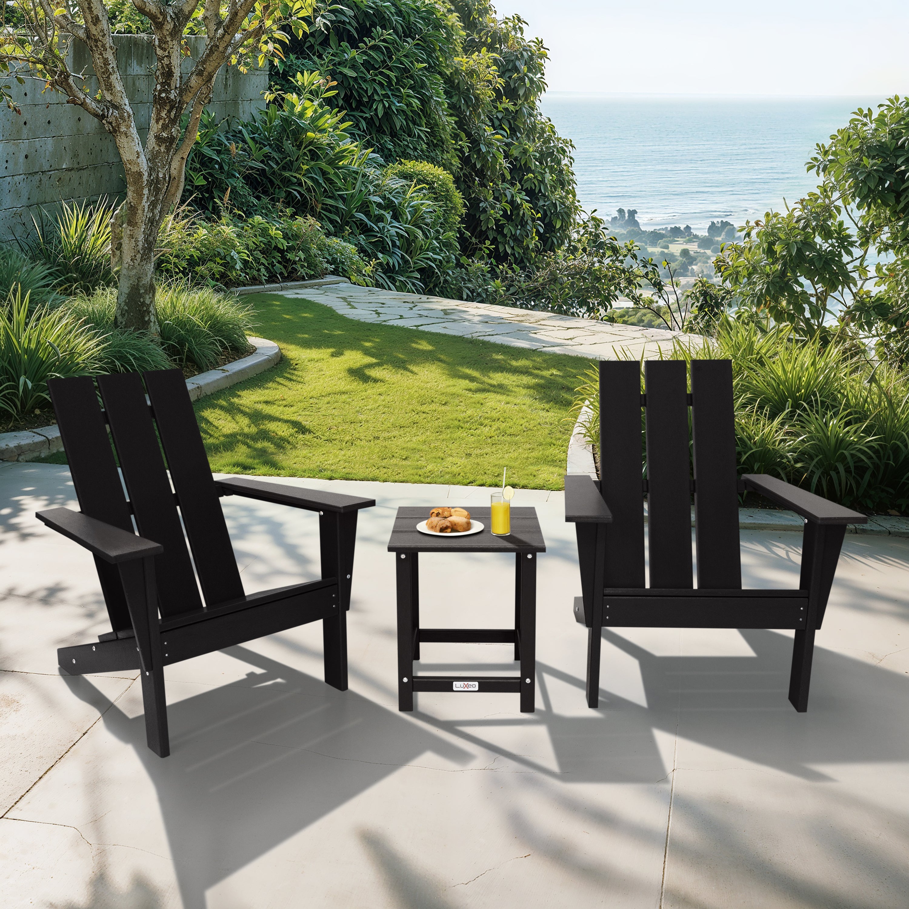 LuXeo Arcadia Outdoor Patio Adirondack Chair and Table Set (3-Piece)