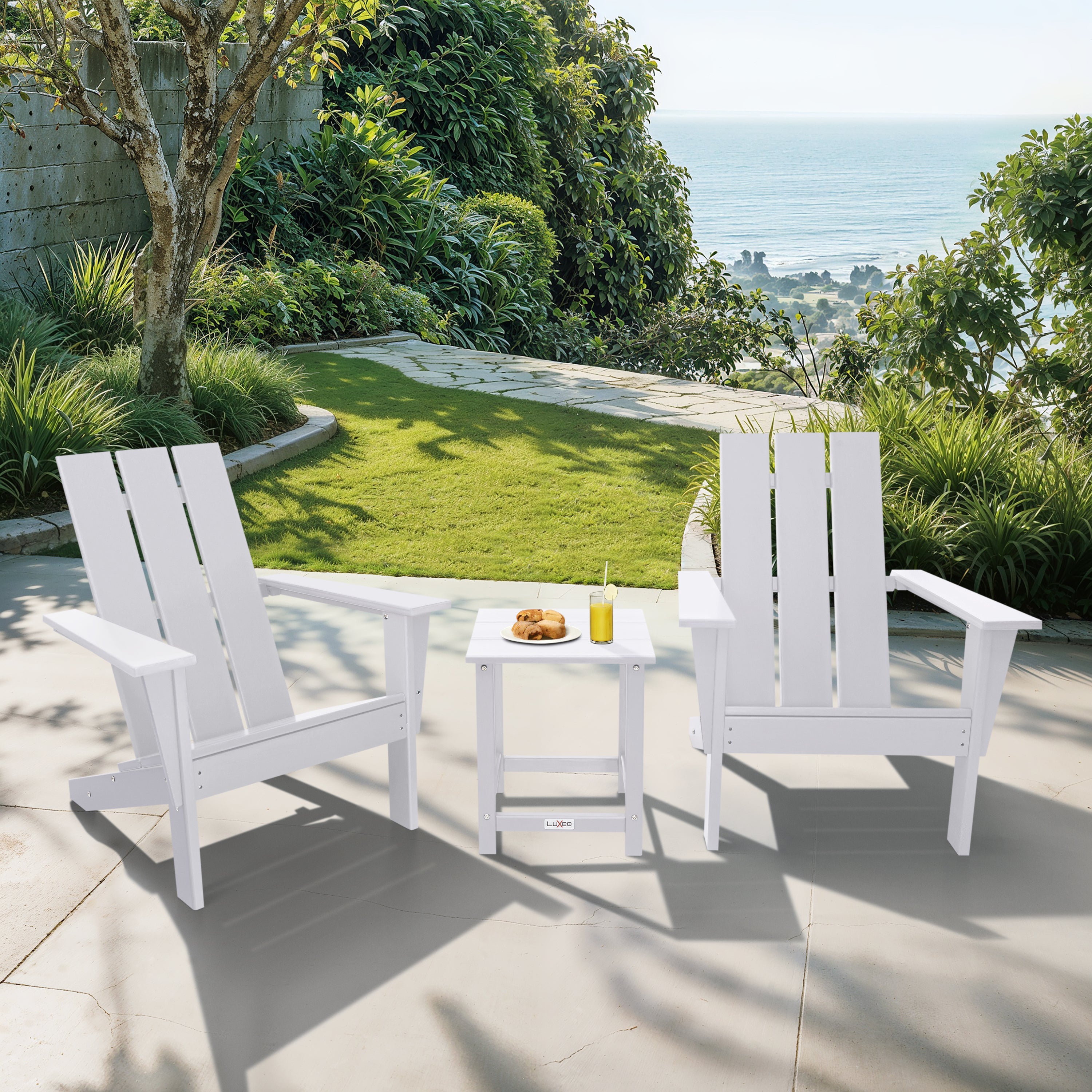 LuXeo Arcadia Outdoor Patio Adirondack Chair and Table Set (3-Piece)